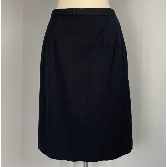 Pendleton Pencil Skirt Size 12 Petite 12P Black Solid Wool Career Office Minimal - Picture 1 of 12